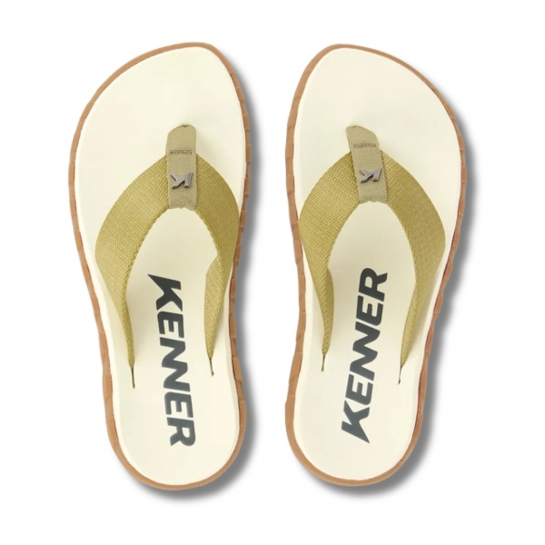 Chinelo Masculino Kenner Megah 1600022 - CREME/VERDE