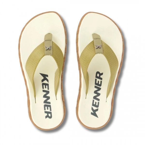 Chinelo Masculino Kenner Megah 1600022 - CREME/VERDE