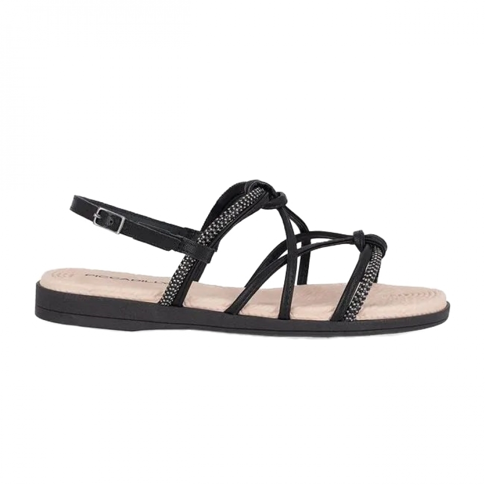 Sandália Rasteira Feminino Piccadilly Adla 513011 - PRETO